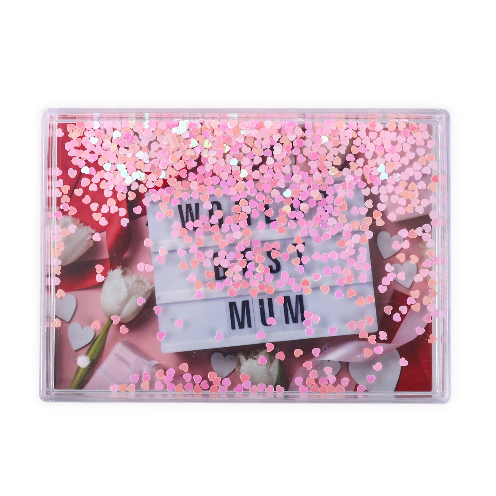 4R size 4 inch by 6 inch  clear acrylic liquid photo frame Christmas white snow picture frame