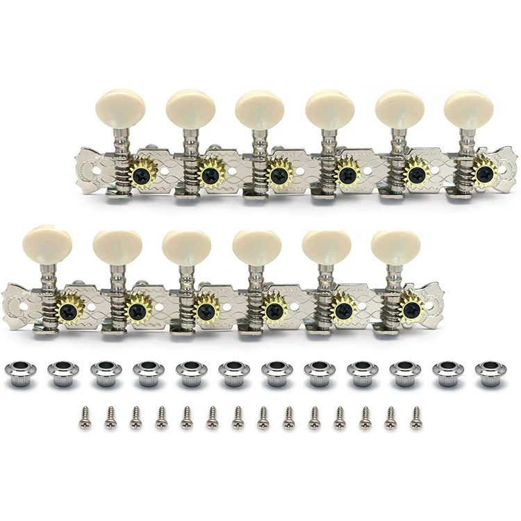 Custom 6L6R Chrome 12 Strings Acoustic Guitar Tuning Pegs Mandolin Machine Heads with Single Hole