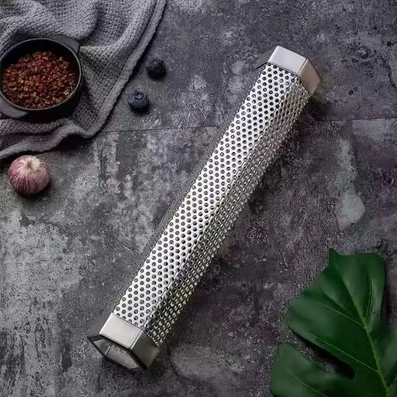 Diamond shaped stainless steel barbecue smoke pipe12 6 inch stainless steel bbq grill pellet smoker tube