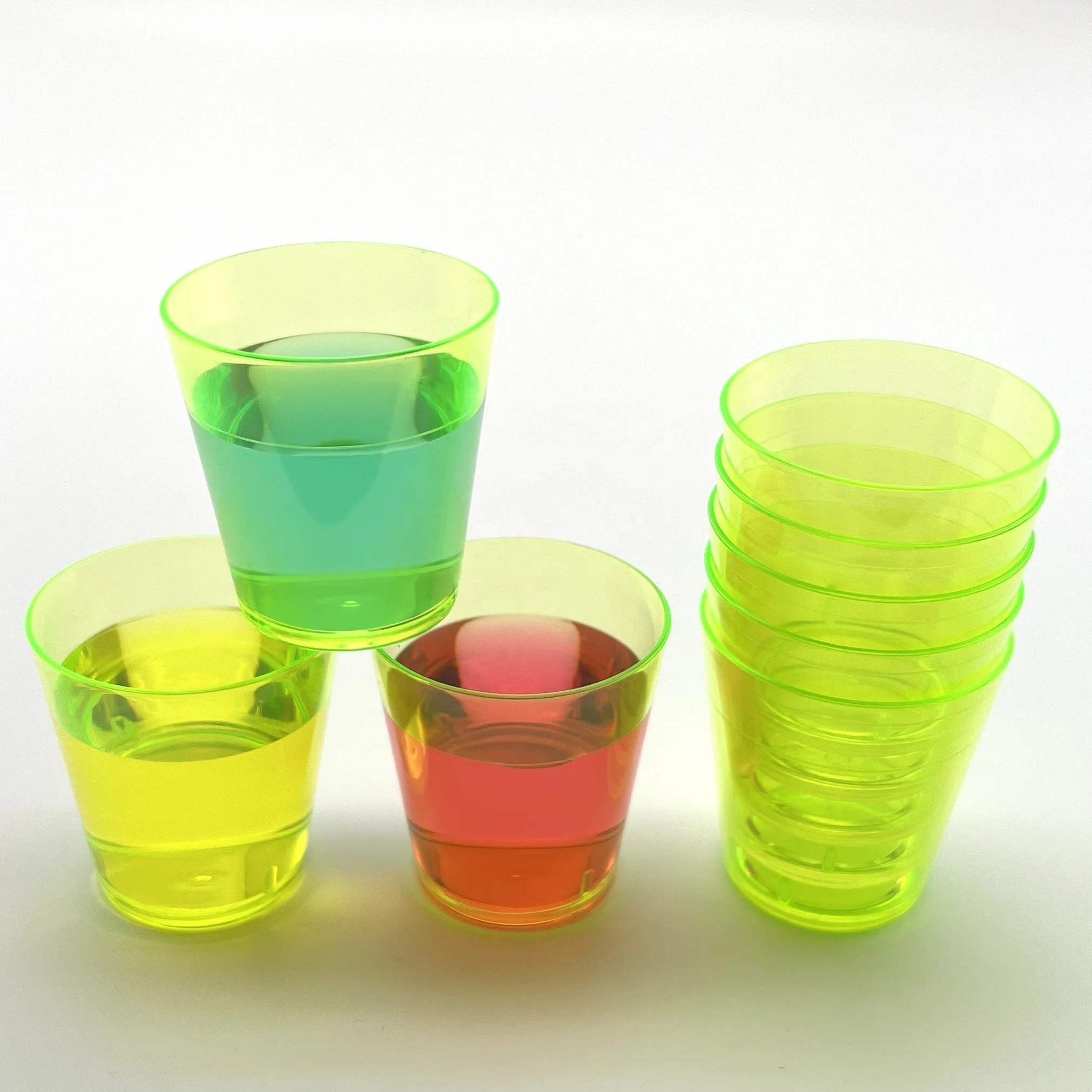 China Direct Sale1.5oz Assorted Shot  Glasses   Bar Product Colored Plastic Shot Glasses