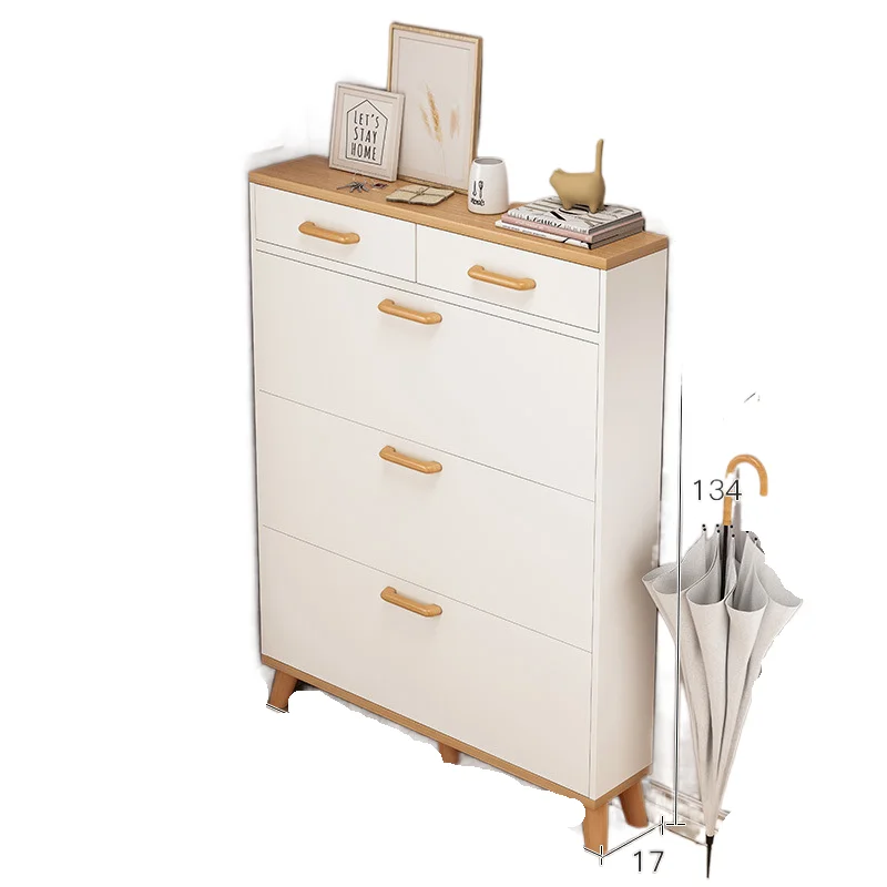 Flips shoe rack simple large capacity narrow dustproof shoe cabinet