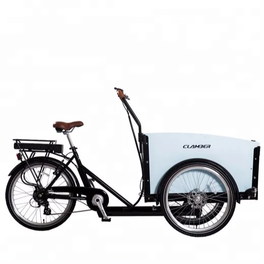 Dutch style cargo tricycle family cargo bike 24 inch three wheel bike  with front wood box