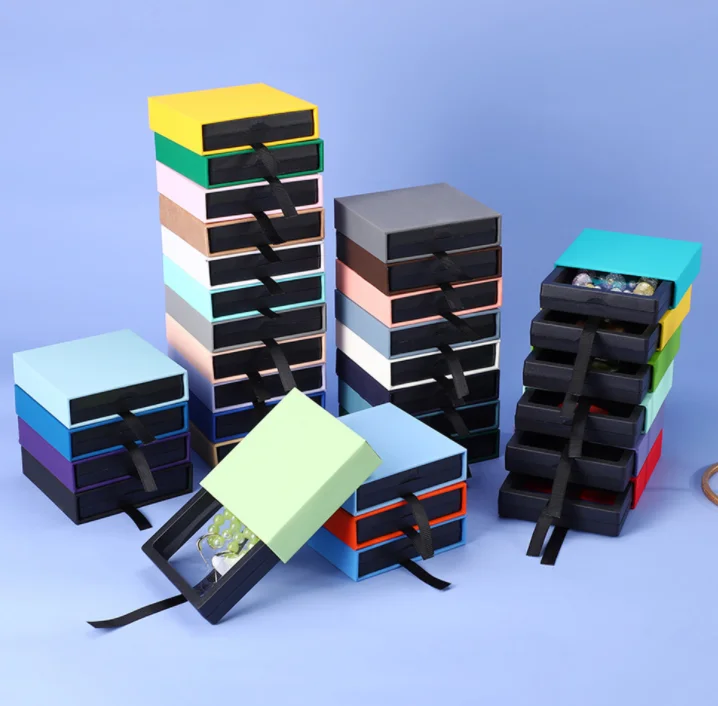 Colorful 3D custom Packaging Free Stand Plastic Floating Frame Memmbrane PE Film Display Gift Jewelry Box