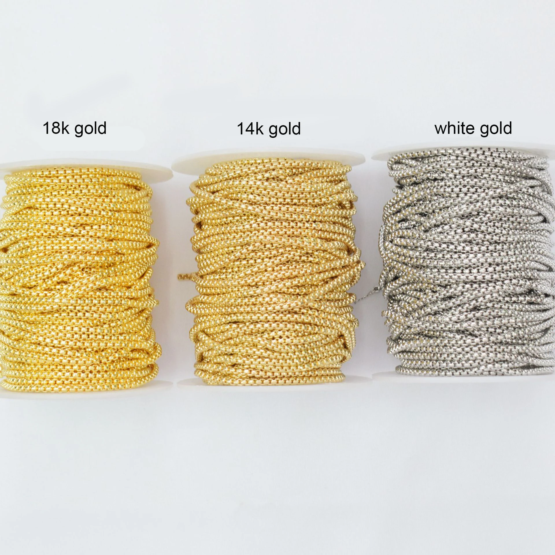 14k Gold Plated Fashion Original Bead Link Chains Roll for Jewelry Making