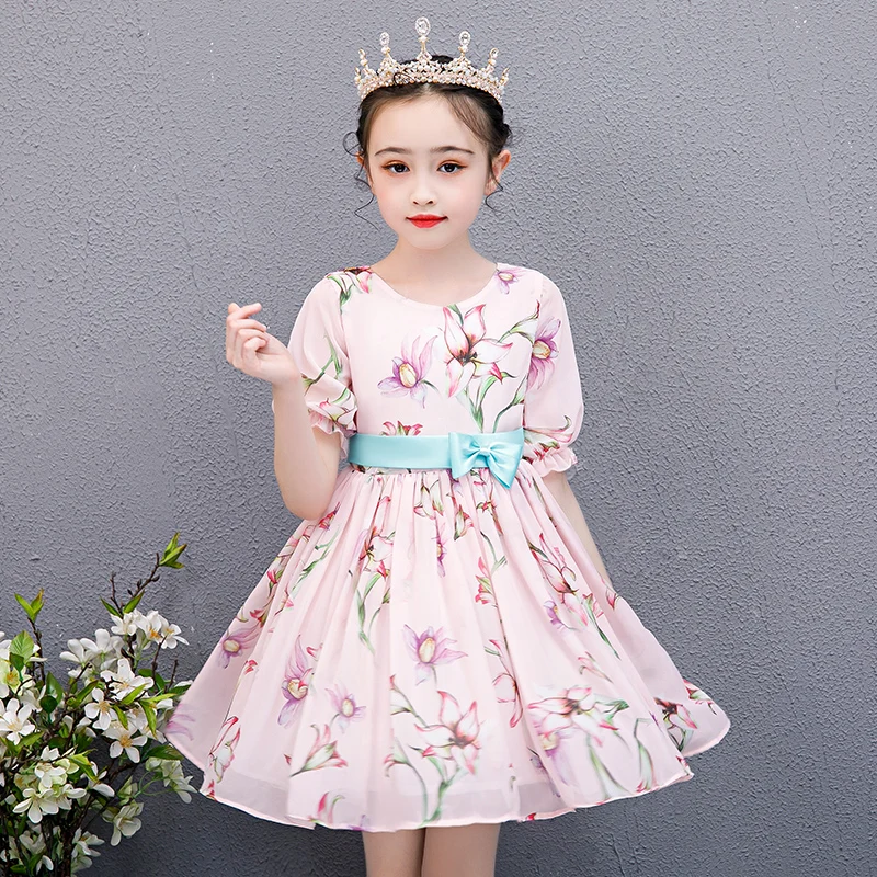 Newest Design Lovely Flower Baby Girl Dress Children Wedding Party Dress Long Sleeve Girl Dresses