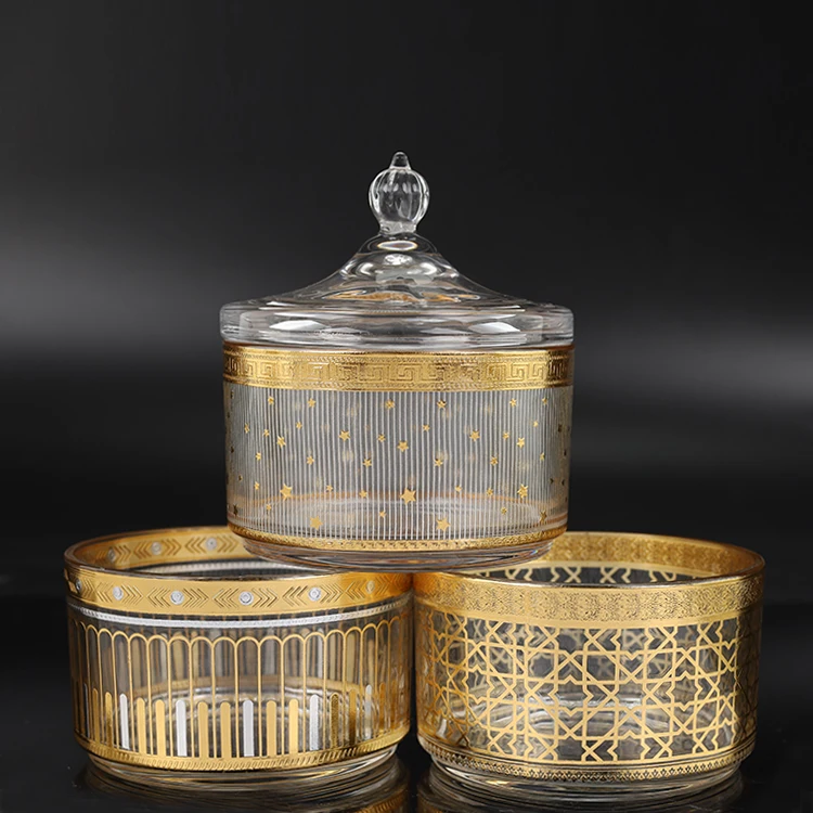 Wholesale 3pcs Round Candy Jar Storage Glass Sugar Pot Candy Jar with Lid