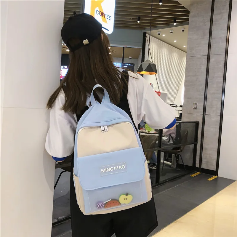 Schoolbag Female Nylon Pvc Korean Version Small Fresh Backpack Mori Cute Campus Student Backpack Wholesale