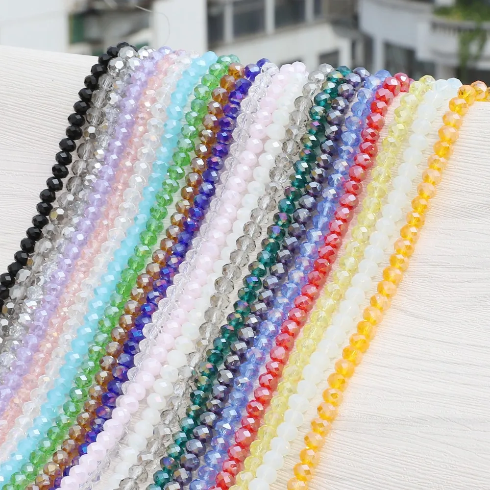 2mm 3mm 4mm 6mm 8mm Rondelle Austria Crystal Beads Faceted Glass Beads Loose Spacer Beads For DIY Bracelet Jewelry Making