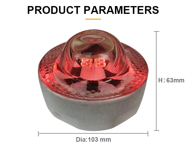 Highway Roadway Amber Red LED Raised Pavement Marker Lights Toughened Tempered Glass Solar Road Stud