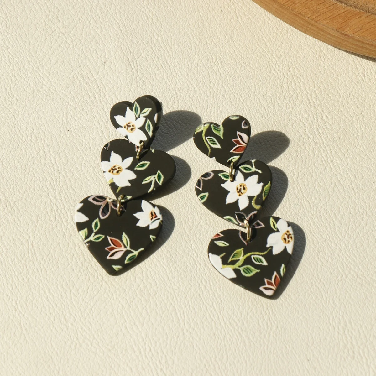 JUHU Acetate plate Jewelry wholesale Acrylic leopard print heart earrings for women 2022 fashion semicircle earrings trend 2022