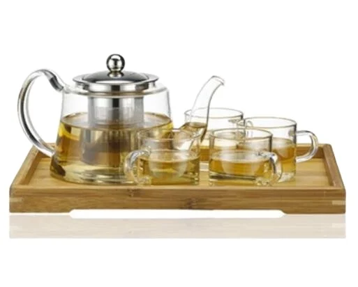 Transparent Heat-directly Borosilicate Glass Tesweaterfee and Cups and Bamboo Gong Fu Glass Free CLASSIC Coffee & Tea Sets
