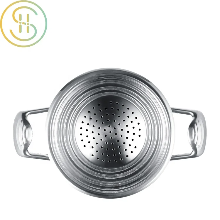 Stainless steel 304 cookware set induction 21pcs wide edge pot and pan set for home kitchen cooking