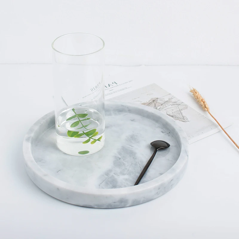 Custom Made Luxury Plate Dinner Plate Round Marble Jewelry Display Serving Coffee Trays for Modern Industrial Style Home Decor