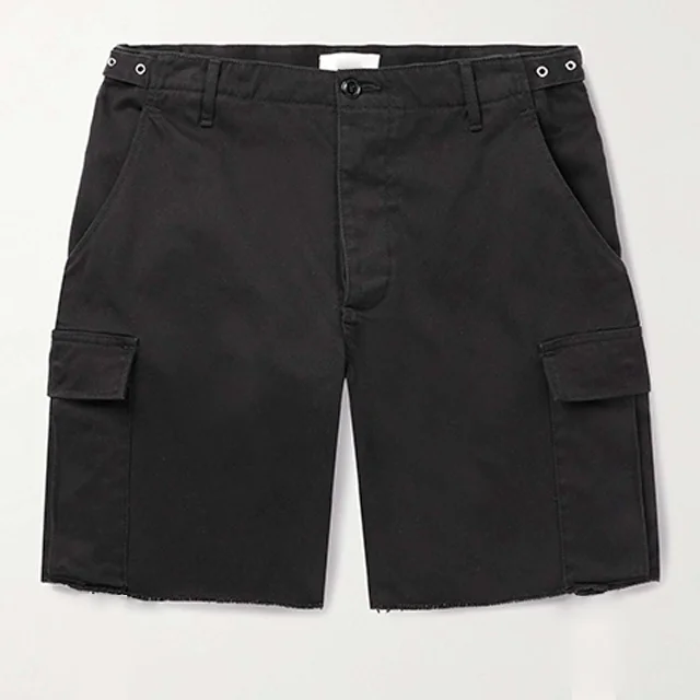 Custom Brand Outdoor Casual 8 Inch Wide Leg Beige Shorts Two Pockets Regular Fit Sublimated Nylon Cotton Cargo Shorts Streetwear