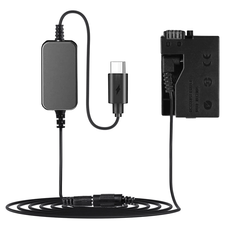 DR-E8 Dummy Battery with DC Power Bank TYPE C Adapter Cable LP-E8 Replacement for Canon EOS 550D 600D 650D 700D DSLR Cameras