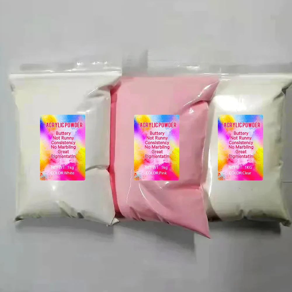 1 Kg High Quality Clear Acrylic Powder Wholesale Bulk Smooth EMA Buttery Acrylic Powder Bulk 1kg