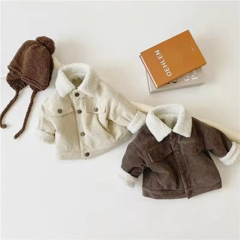 Autumn And Winter Children Jackets Warm Jacket Children 1-5 Years Old Fashion Fleece Corduroy Children Coat