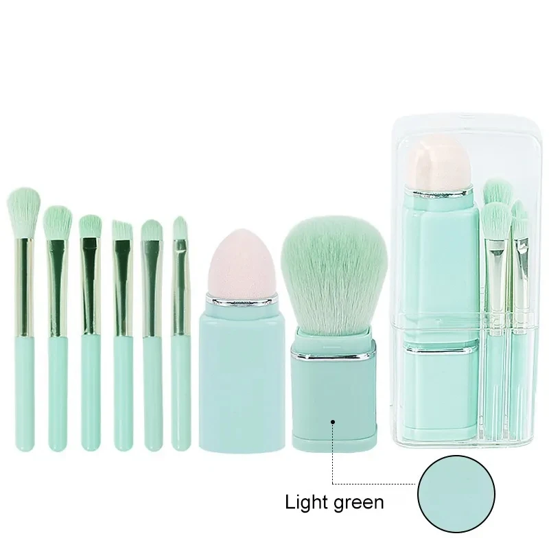 Square Makeup Brush 8-in-1 Mini Portable Retractable Blush Brush Eyeshadow Refresh Hand Makeup Set