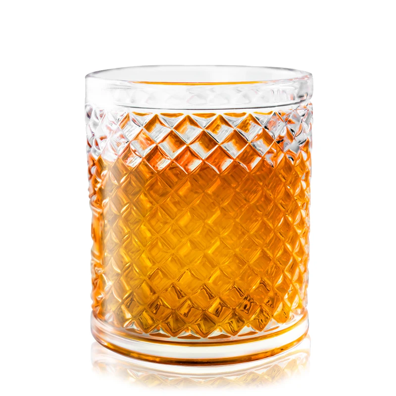Amazon Hot Selling Custom Logo Exquisite Ribbed Water Glass Cup Whisky Glasses Whisky Tumbler Glassware