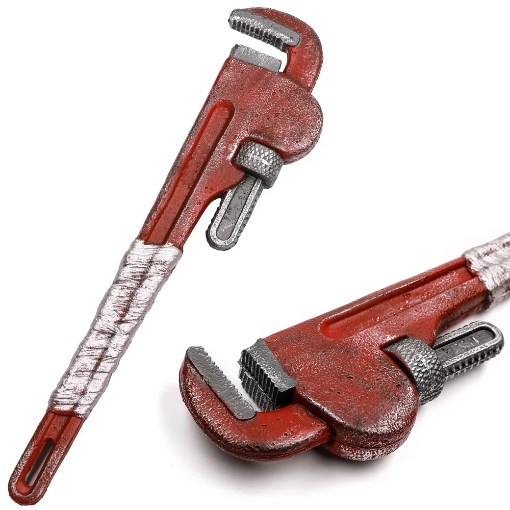 Halloween Larp Cosplay Weapon Toy PU Foam Bloody Pipe Wrench
