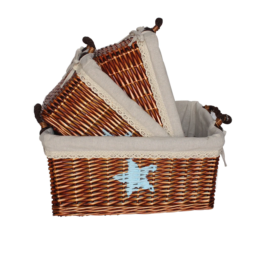 wicker basket Large Rectangular Wicker Wood Chips Kitchen Bread Home Food Store Storage Wicker Basket