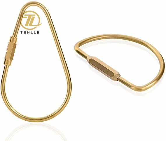 Durable Brass Screw Lock Keychain Key Ring Metal Golden Carabiner Lock Clasps Connector Fastener DIY Jewelry Key Rings