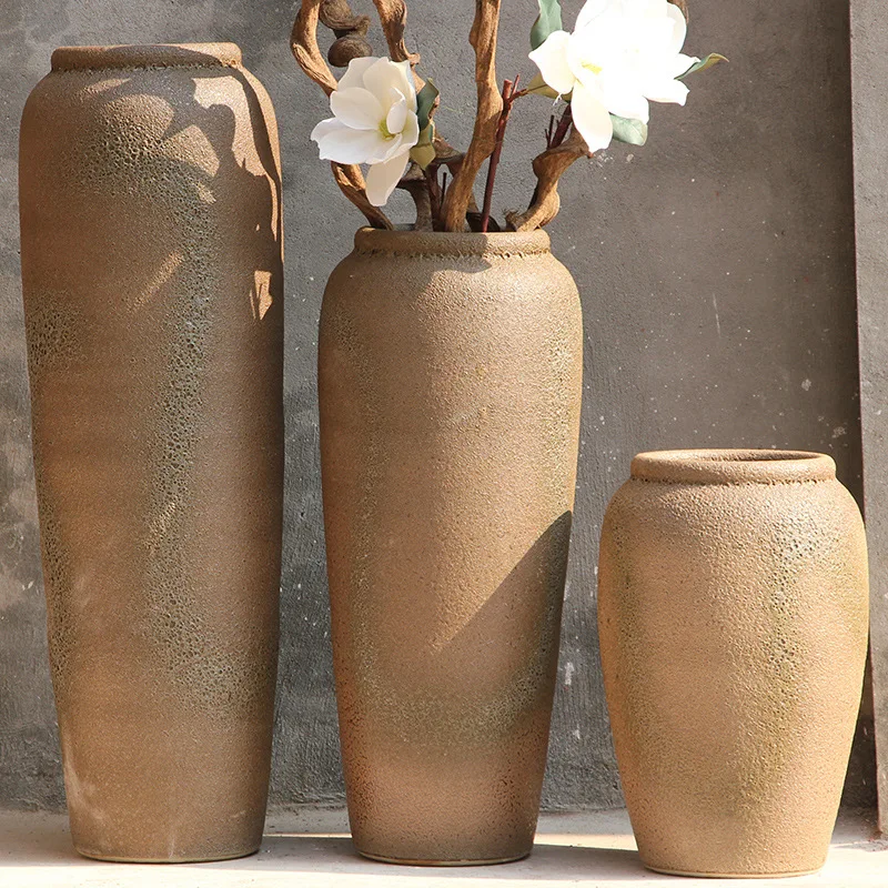 
Ceramic floor vase clay pot flower pot modern living room hotel villa model room decoration 