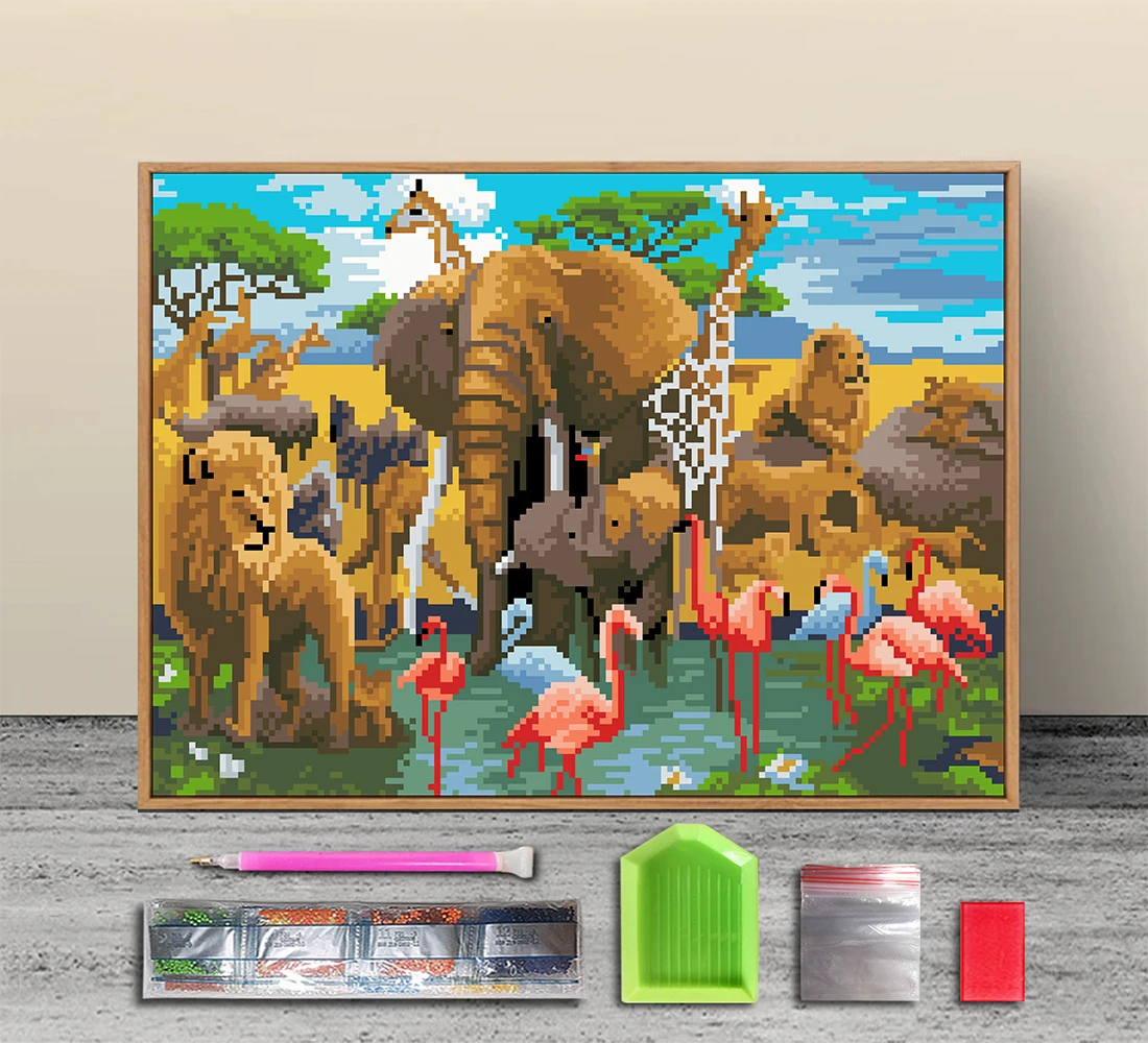 
Wholesale Price 5D Diy diamond Painting Cross Stitch kits Full Square Diamond Animal Mosaic Pattern Gift Diamond Embroidery 