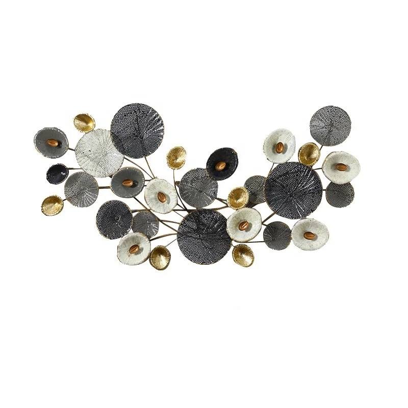 High Quality Nordic Modern Metal Wall Art Home Decorations Wall Frames Panel Hallway Decorative Lotus Leaves Hanging