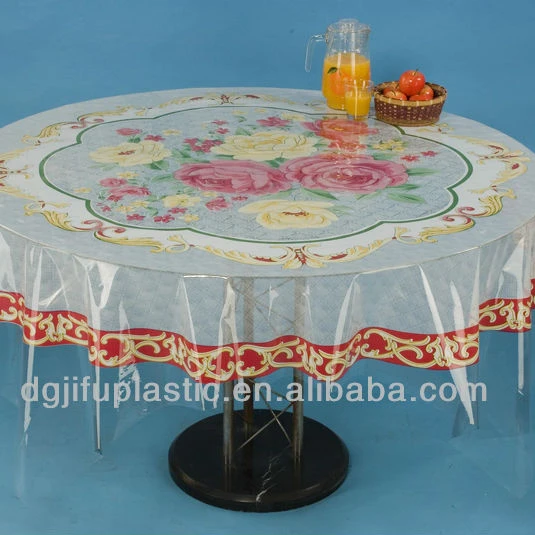Embossed PVC film wholesale washable / easy to clean table cloth clear plastic table cover
