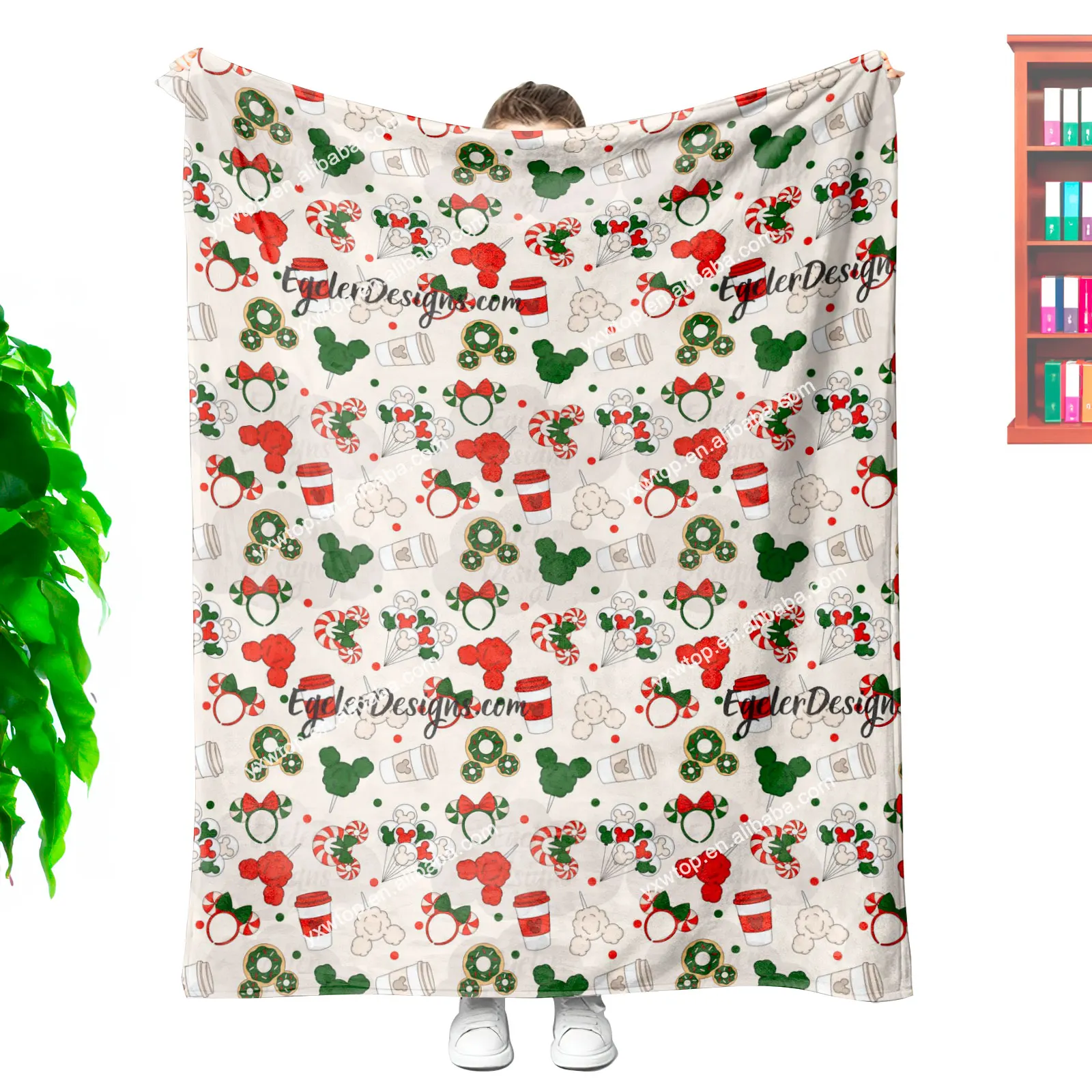 Blanket manufacturer custom cartoon mouse head Christmas Ears Sweets soft 100 polyester microfiber other blanket for kids