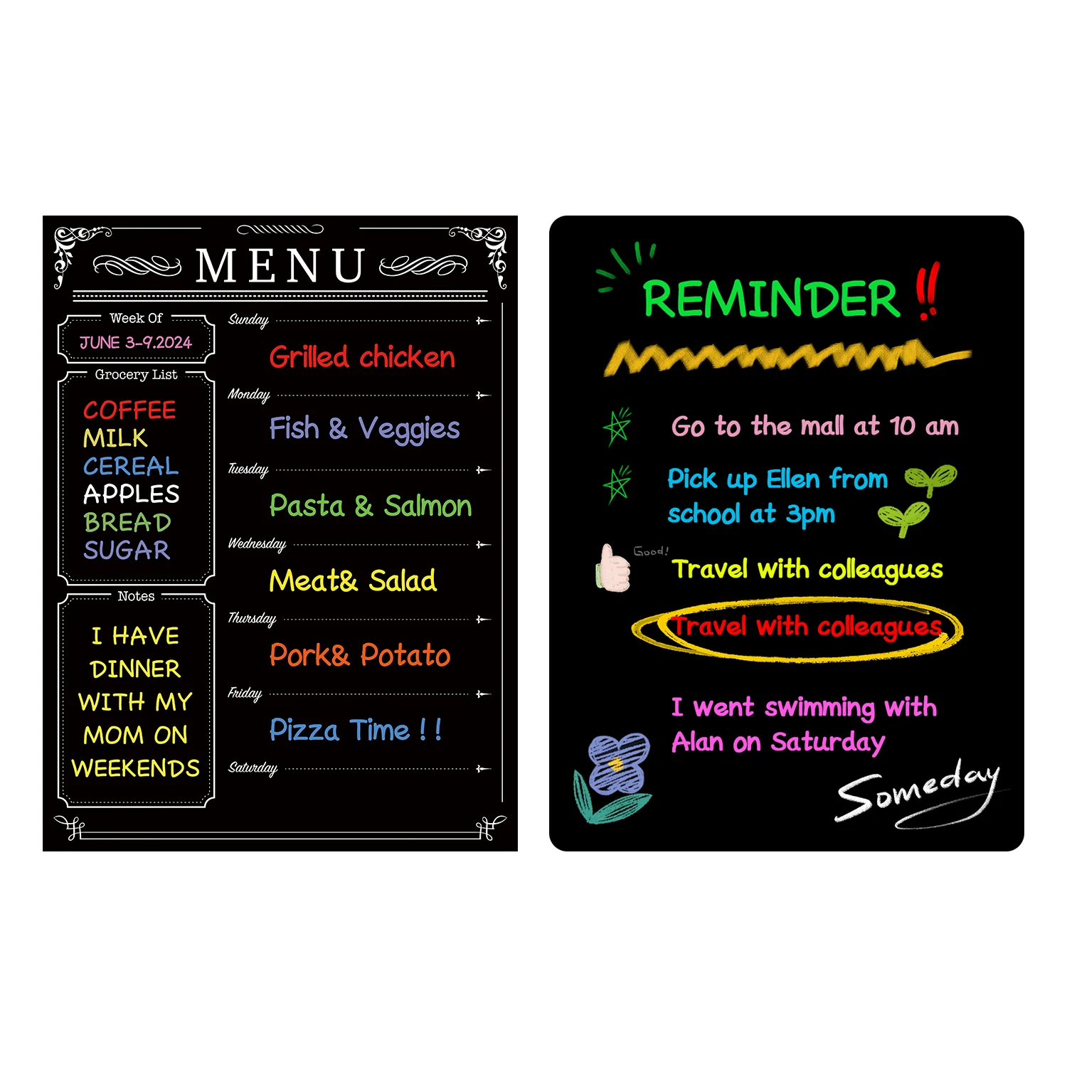 Uni-Felt Customized Removable Reusable Flexible Black Board No Glue Residue Menu Reminder For Home Restaurant and School