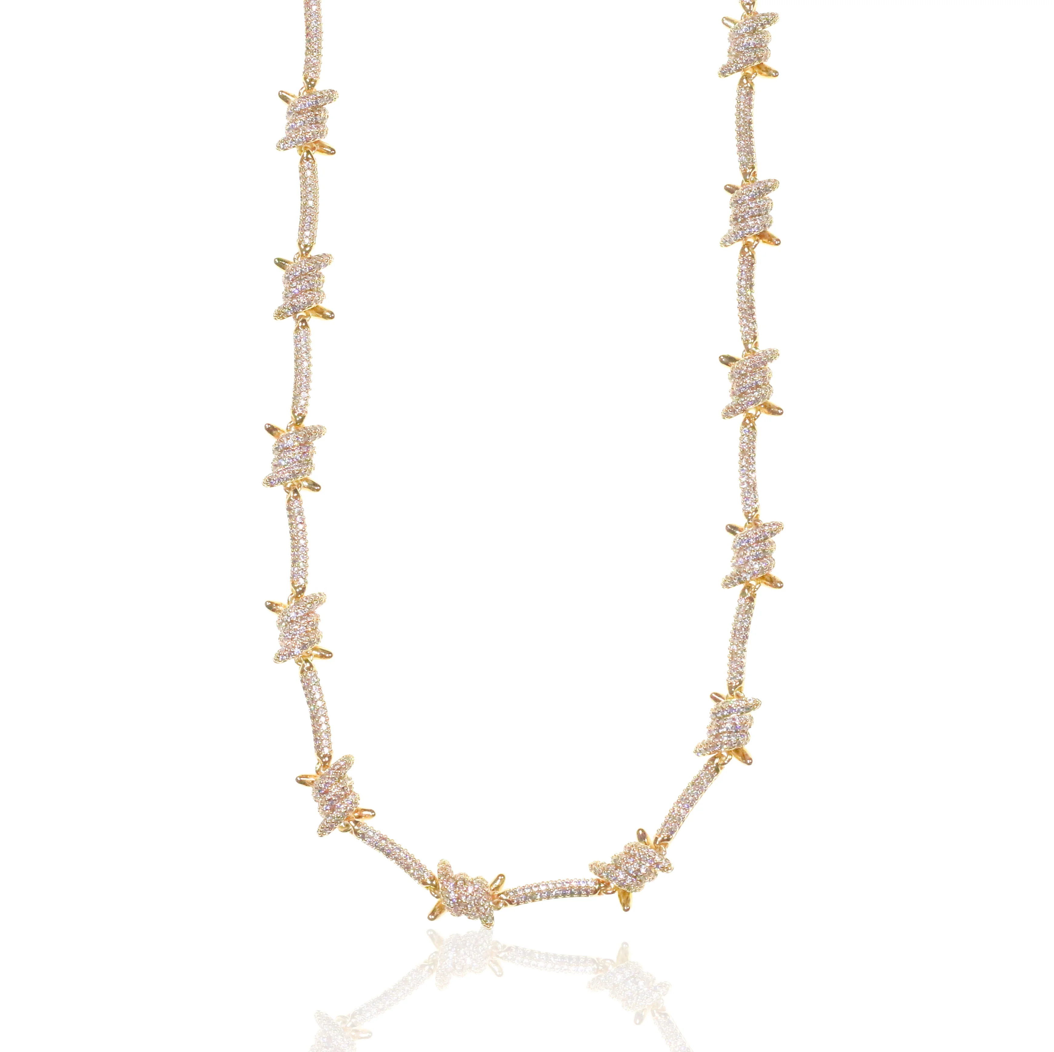 12mm Diamond Barb Wire Chain18K gold Hip hop jewelry