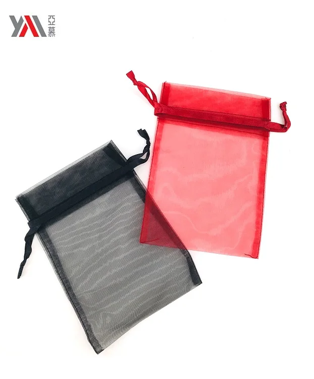 Design custom recycled small drawstring transparent gift bag Organza bag