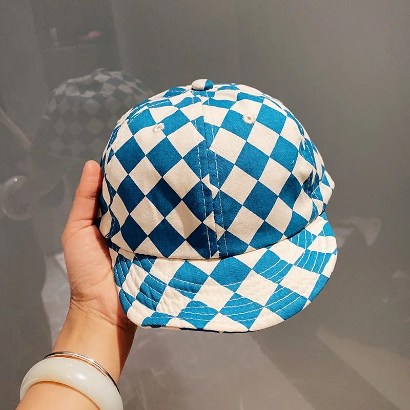 baby kids New spring and summer colourful Checkerboard patchwork baseball cap for baby
