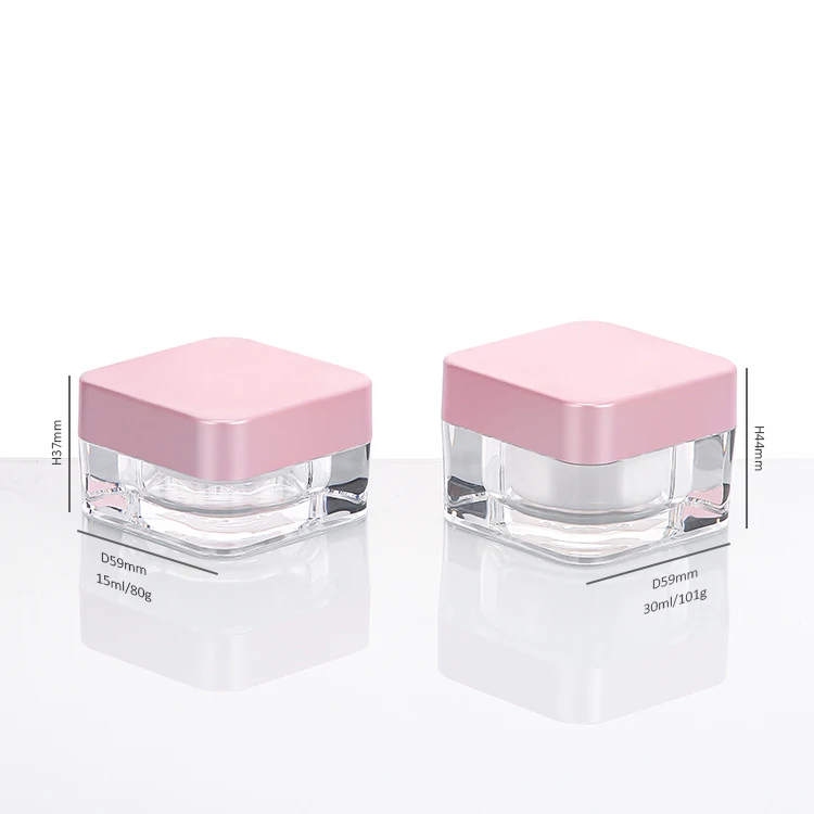 30ml 50ml Square Skincare Cream Acrylic Jars