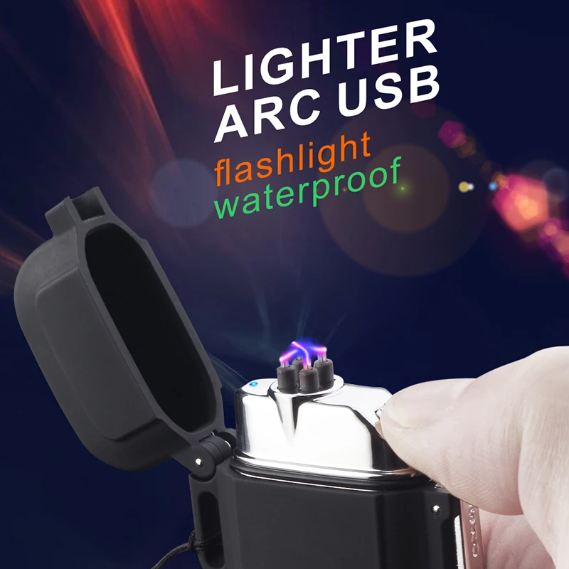 High quality outdoor reusable usb rechargeable lighter with flashlight