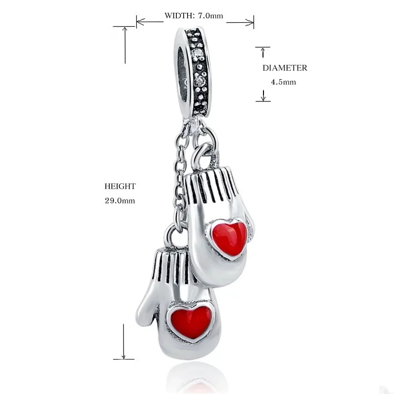 925 Sterling Silver Enamel Glove Charms Fits European Beads Glove Charms DIY Bracelet Jewelry Gifts for Women Men Child