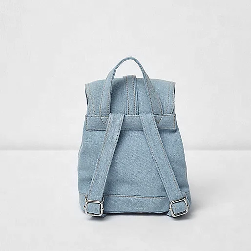 Fashion Light blue Dark blue Jeans Outdoor Bag Travel School Bag Denim Women Mens Backpack