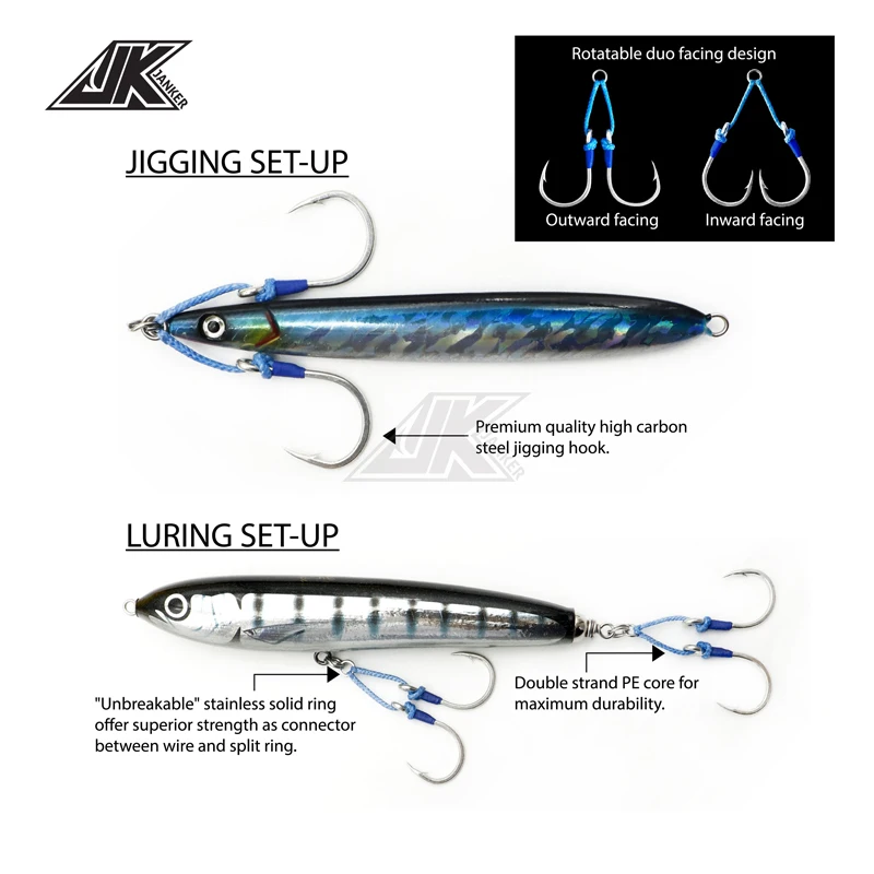 High Quality Assist Hook JK PAI Series 1/0-11/0 Use Mustad Jigging Fishing Hook Powerful Fishing Gear For Saltwater