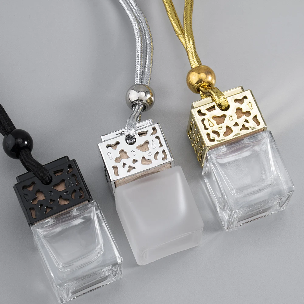 Empty Fragrance Hanging Car Diffuser Bottle Packaging Square Car Air Freshener Fragrance Glass Bottle