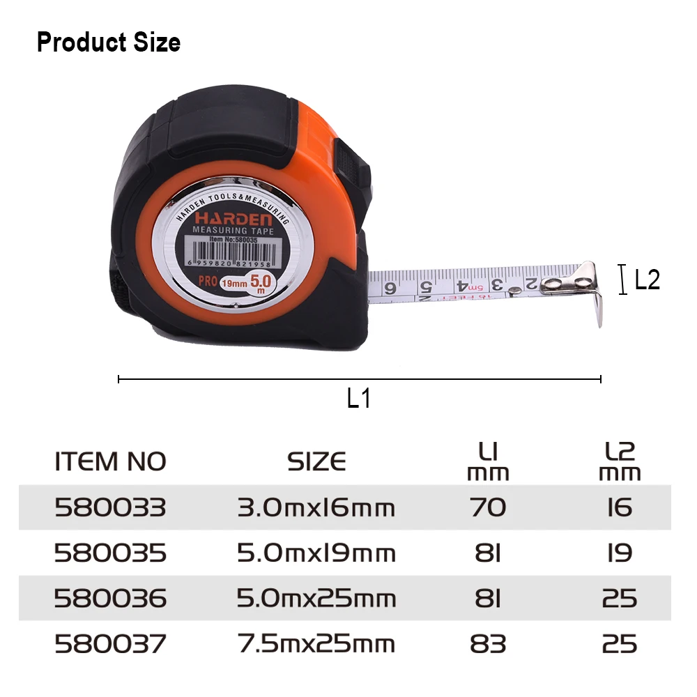Metric & inch Professional measuring tools industrial grade steel tape measure 3metersx16mm,5metersx19mm,5metersx25mm,7.5metersx