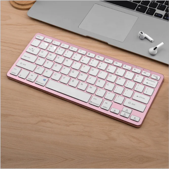 Rechargeable Ultra-Slim Silent blue tooth pink Wireless Keyboard for apple imac ipad notebook tablet pc