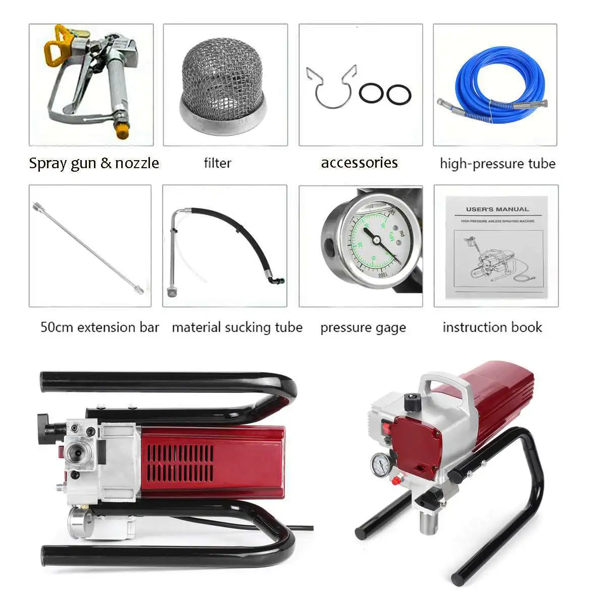 High-Pressure Airless Spray Paint Machine Professional Spraying Gun Industrial Wall Electric Painting Sprayer
