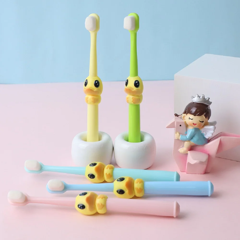 
Lovely duck image 10000 bristles soft rubber handle toothbrush for kids 