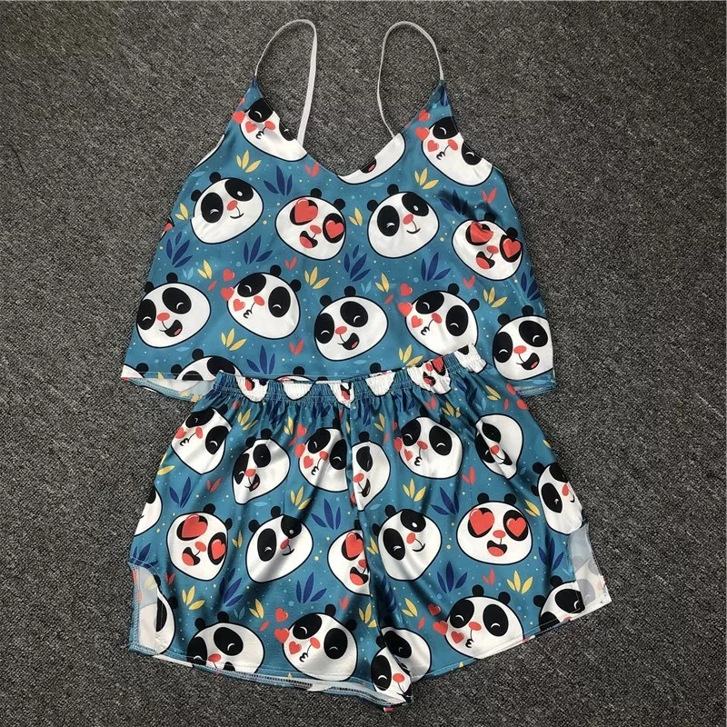 
 Пижама женская с принтом животных, пикантная Пижама с V-образным вырезом, домашняя одежда для сна с лисьим принтом, Прямая поставка  