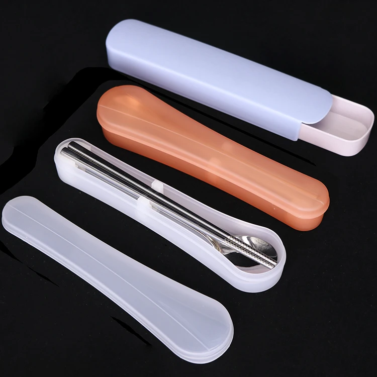 SUNSHING Plastic Tableware Children Baby Spoon Packaging Travel Cutlery Case Toddler Utensils Box Silicone Baby Spoons Case