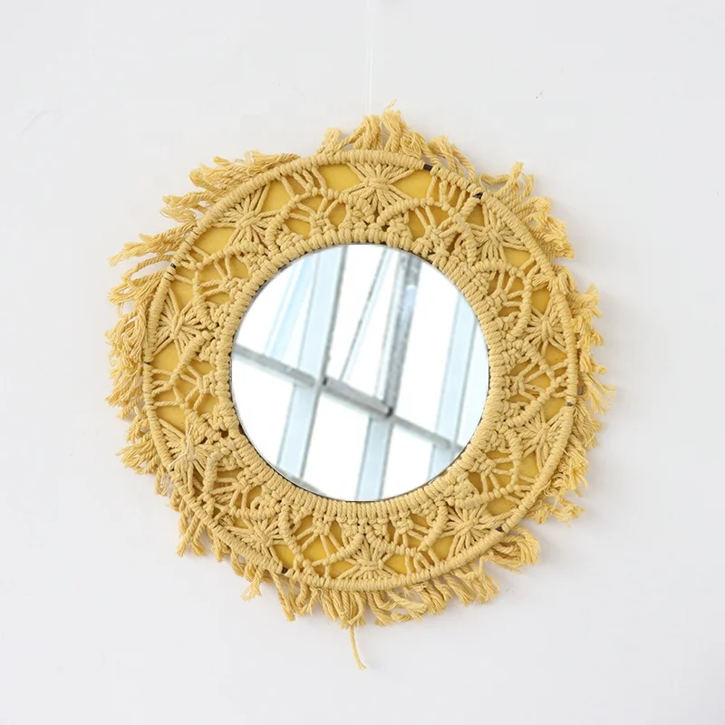 Apartment Vintage Supplies Wall Decor Handmade Bohemian Macrame Decors Mirror Wall Hanging