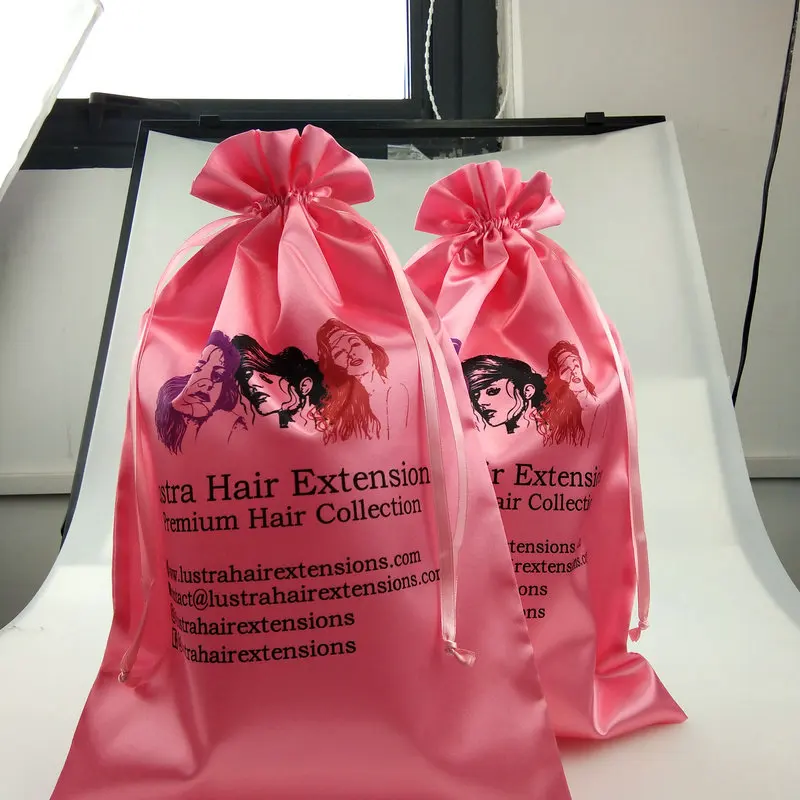 Silk satin hair extension packaging 3 bundles hair satin bag pouch bags