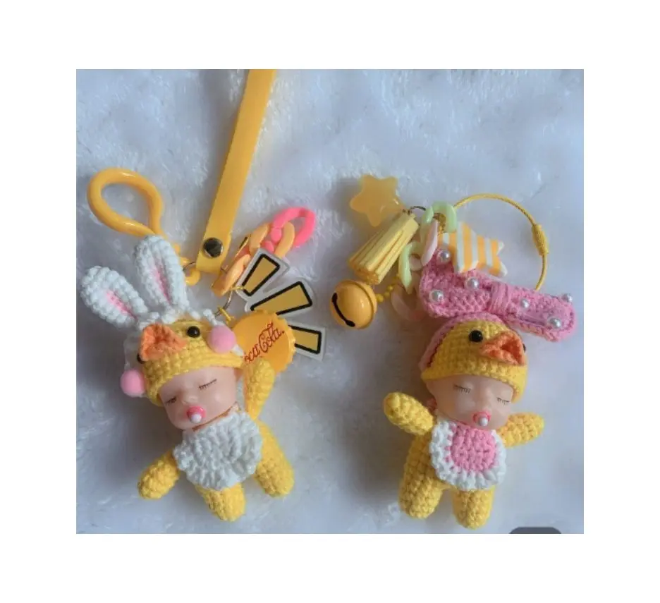High Quality  Sleeping Cute Baby Key Chains Custom Crochet Doll Crocheted Stuffed Dolls